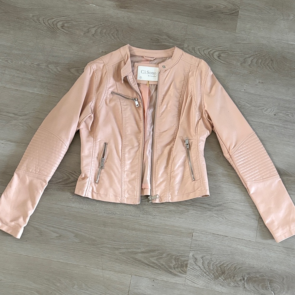 Ci Sono Light Pink Leather Jacket